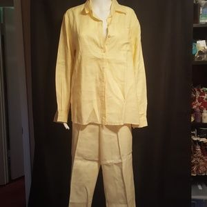 Canary 100% linen pants suit by Chadwicks size8